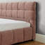 Lit tapissier très grand californien, cadre de lit rembourré confortable, tissu chenille, avec tête de lit et cadre de lit solide. Avec tiroir pour le rangement - Rose (90,5 po x 80,5 po x 31 po)-46610500