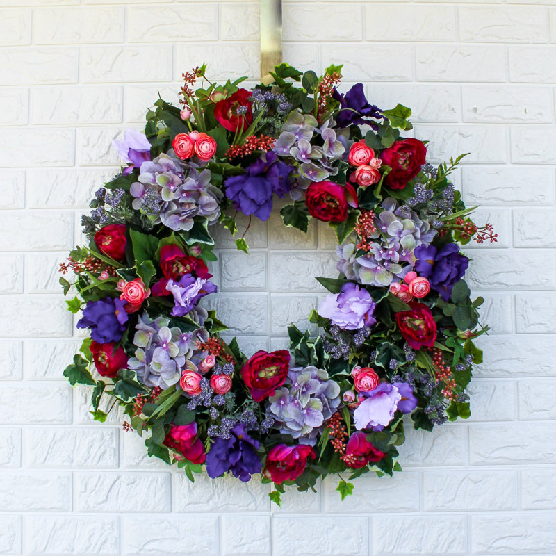Couronne en soie fleur, H 30 po x l 30 po x P 6 po