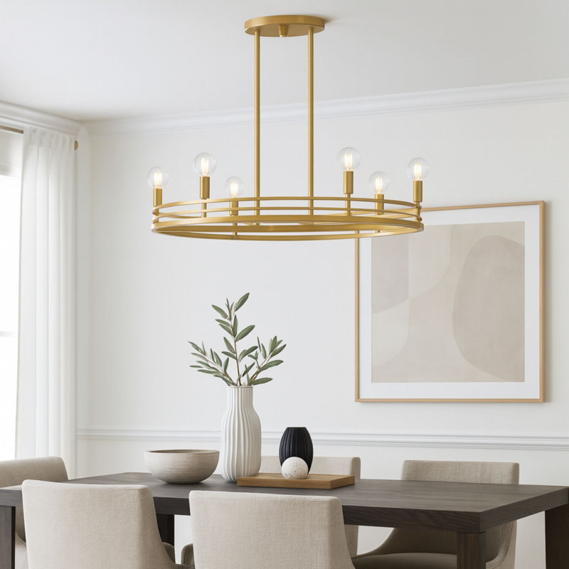 Tallant Plug & Play 6-light Chandelier in Transitional and Modern Style, 13" H x 15" W x 15" D