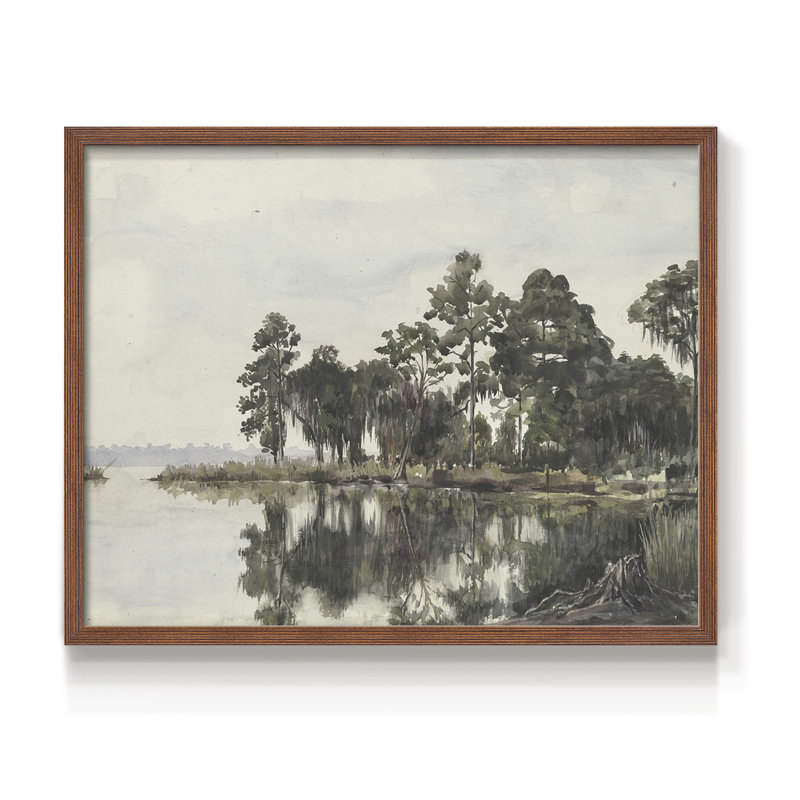 Paysages rétro-CCLIV - reproduction encadrée, Noyer, H 11 po x l 14 po