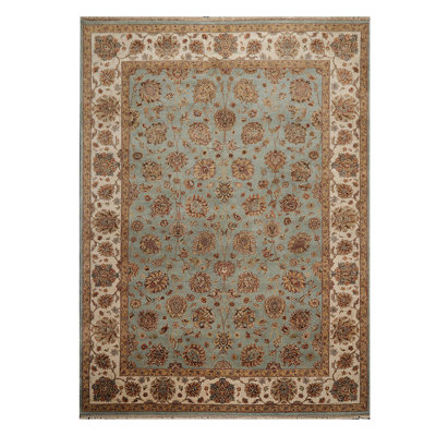Tapis zone en laine noué la agra aqua 8 pi x 11 po one-of-kind Sterlington