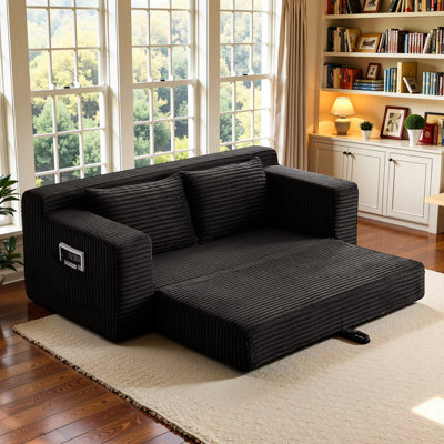 73 inches Convertible Sofa Bed,Boneless Couch 2 in 1 Foldable Floor Sofa Couch,Loveseat Sofa Bed for Living Room,No Assembly Required,Black