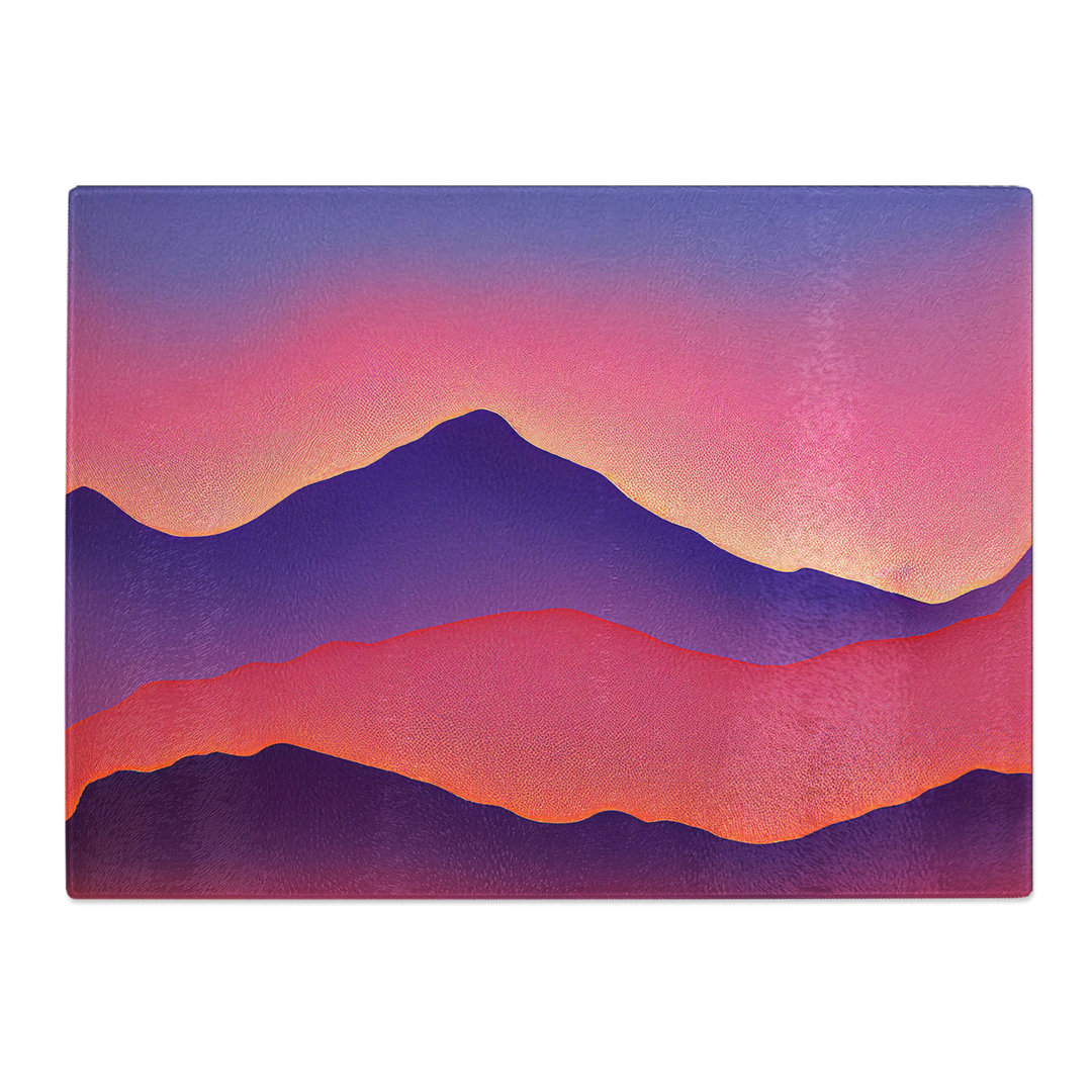 Ethereal Abstract Mountains  Glass Chopping Board