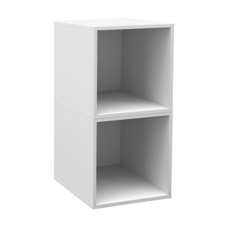 Niche Cubo Wood Stackable Storage Bookcase Shelf Organizer Cube, Black, (2 Shelves) 26" H x 13" W x 13" D