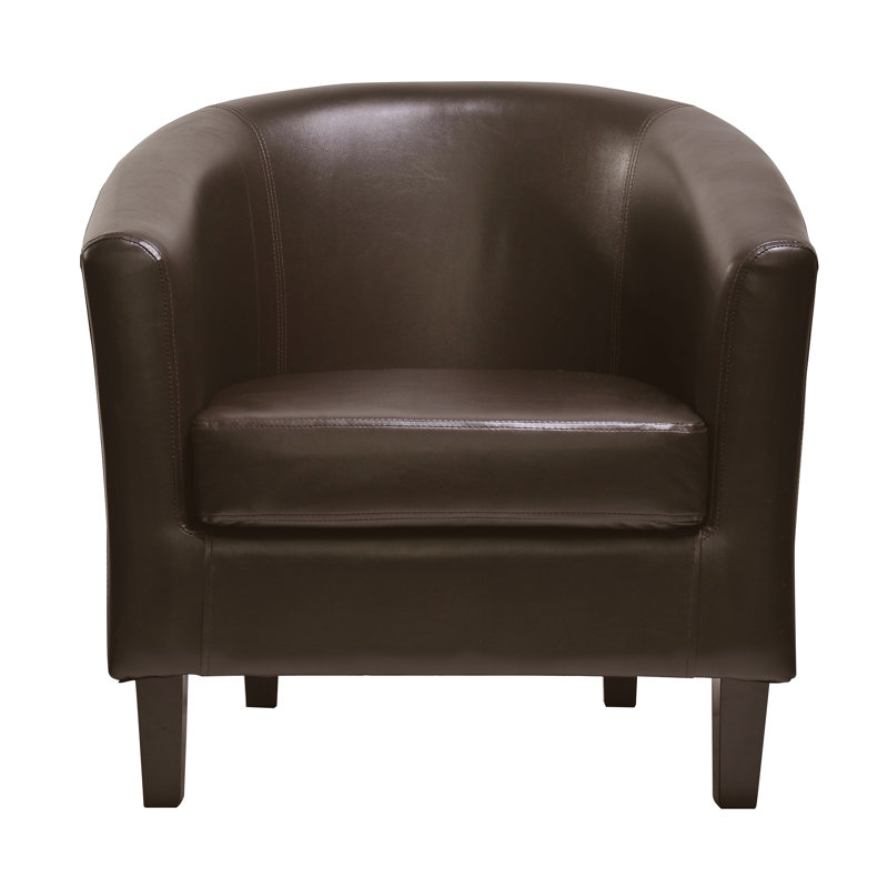 Isadora Faux Leather Barrel Chair, Brown