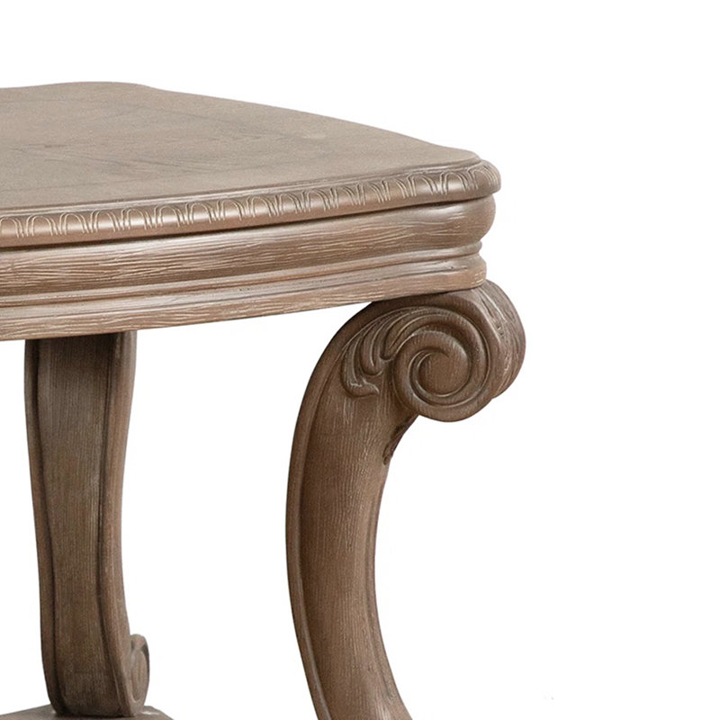 Table de bout en bois avec tablette inférieure ouverte en chêne patiné