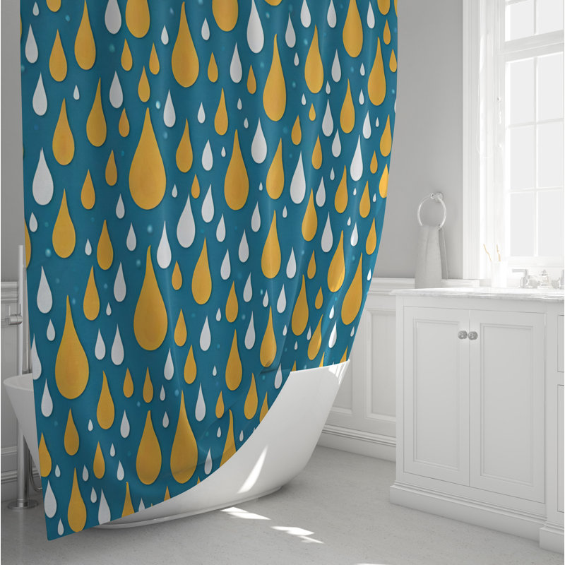 Shower Curtain Blue;Yellow CBSH00057, 72" H x 70" W