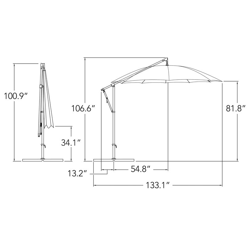 Parasol en porte-à-faux 10", Vert forêt