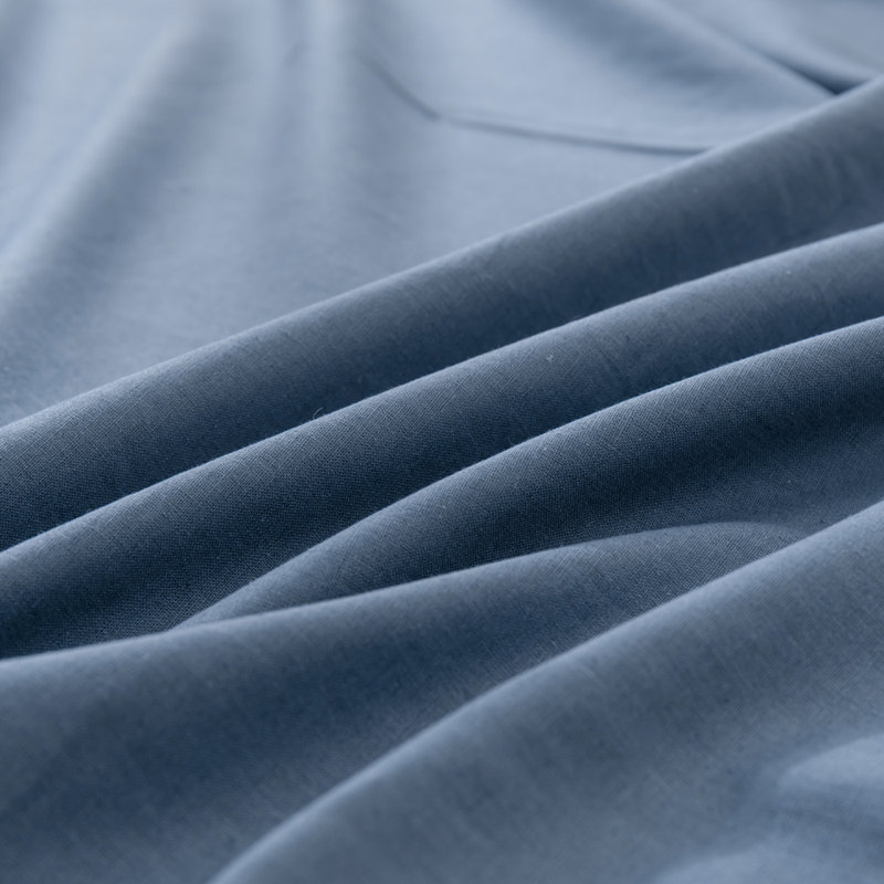 Linen Cotton Flat Sheet(Navy Blue,King), King, Navy Blue