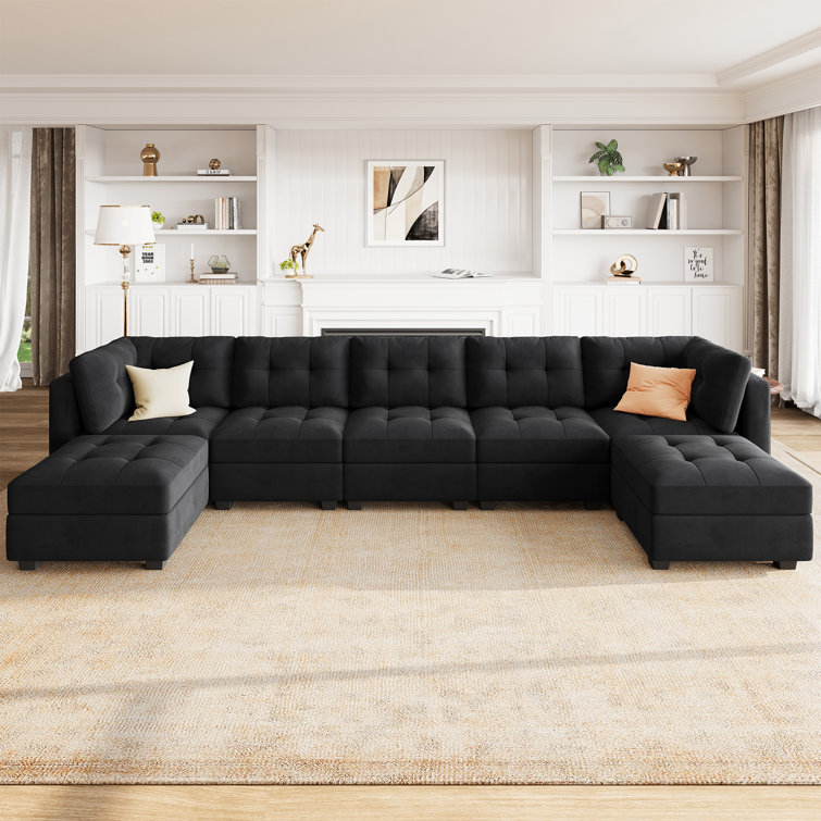 Hartig U Shaped Modular Sectional Reversible Sofa with Chaise