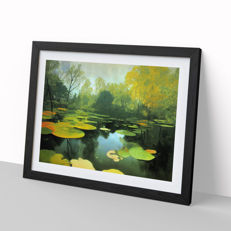 Stunning Pond - Single Picture Frame Painting, Black Framed, 46cm H x 64cm W x 2cm D
