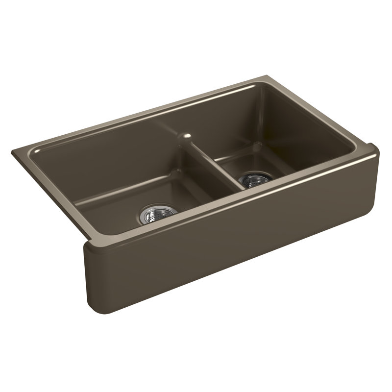 Whitehaven 36" L x 22" W Double Basin Farmhouse Kitchen Sink, Suede