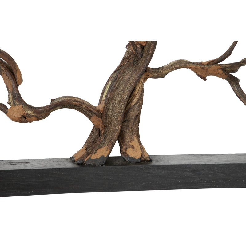 Décoration murale carrée en bois de teck et branches de Bauhinia, H 47,5 po x l 47,5 po x P 2 po