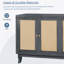 Buffet en rotin, armoire de rangement décorative avec 4 portes en rotin