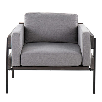 Chaise d'appoint en métal, bois et tissu
