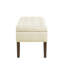 Banc de rangement 48 po en velours capitonné avec pieds en bois d'hévéa et garniture cloutée, crème