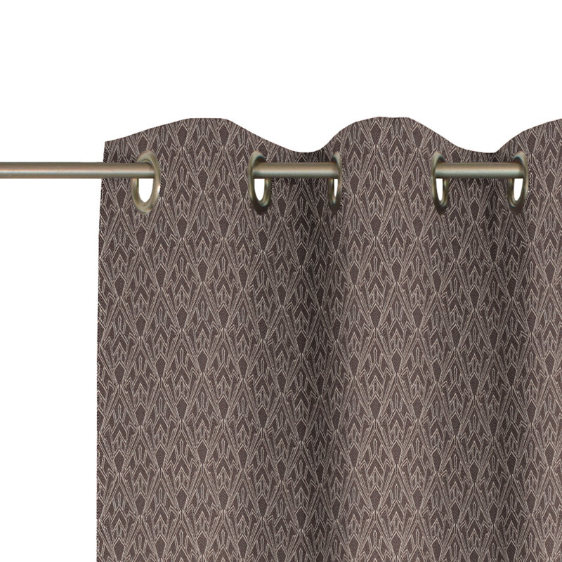 Wybrone Urban Cactus Eyelet Opaque Curtain, 145 W x 175 D cm, Saddle Brown/Beige