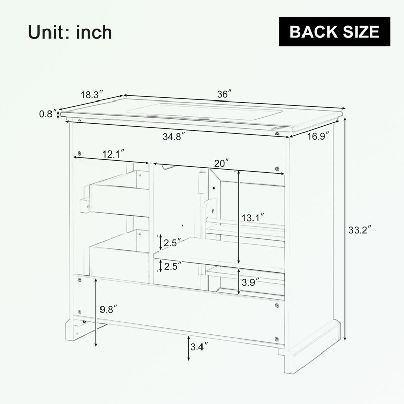 36" Bathroom Vanity With Sink Combo, Gray