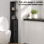 Armoire de salle de bain étroite avec tiroir, tablettes ouvertes, noir