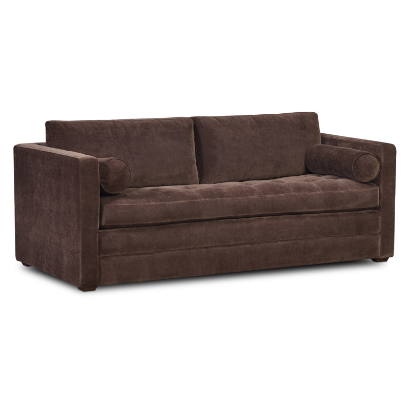 Hojovice 82'' Velvet Square Arm Sofa Bed, Sable Brown