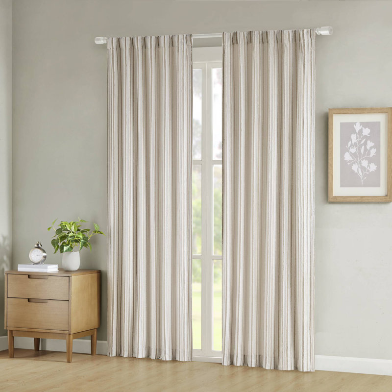 Extended Nude Textured Polyester Light-Filtering Drapes