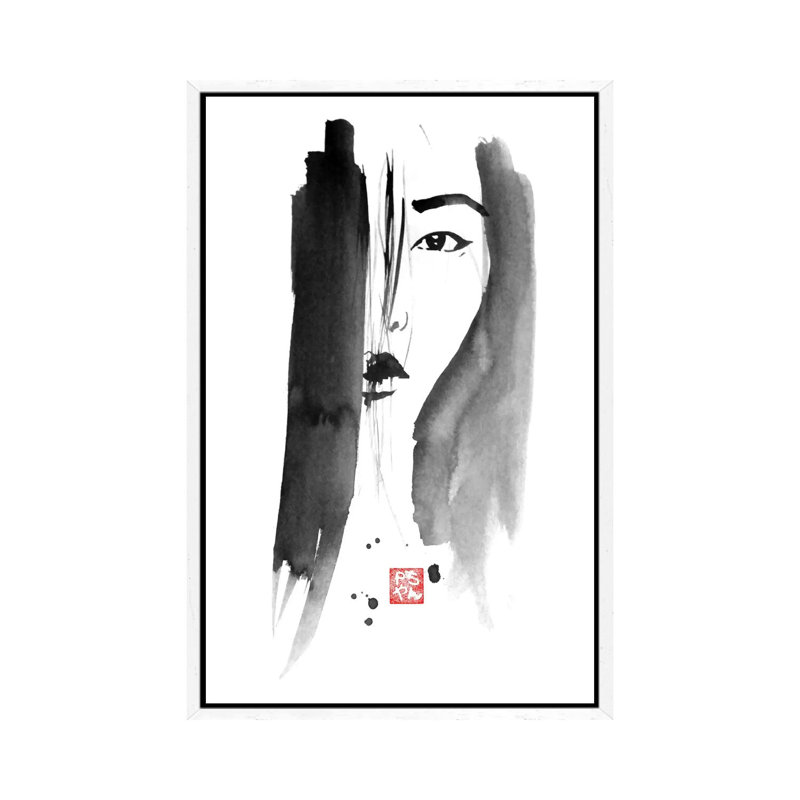 Chinese Woman Portrait by Péchane - Print on Canvas, 66.04 cm H x 45.72 cm W, White Framed