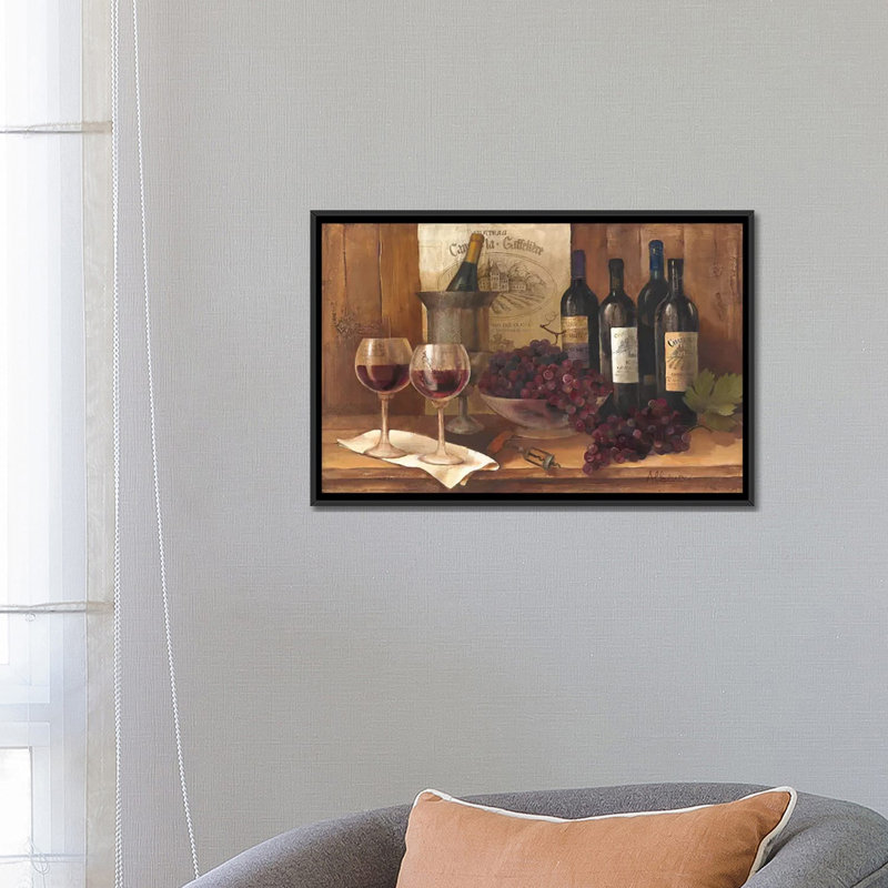 « Vintage Wine », impression sur toile tendue, H 18 po x l 26 po x p 1,5 po, Toile avec cadre noir