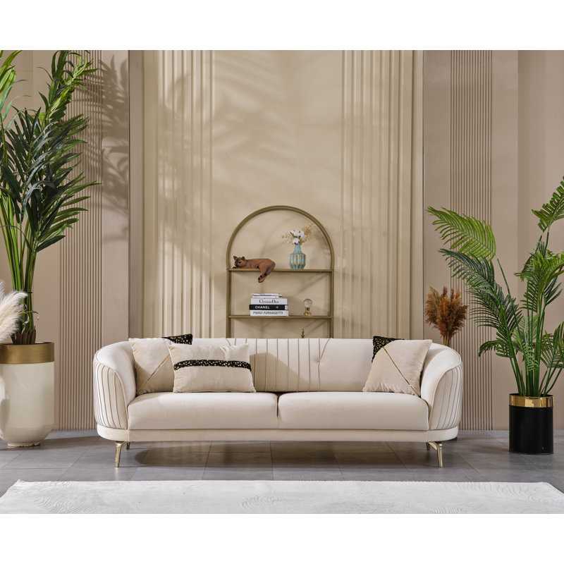 Canapé et fauteuil d'appoint Kanka, beige, Beige