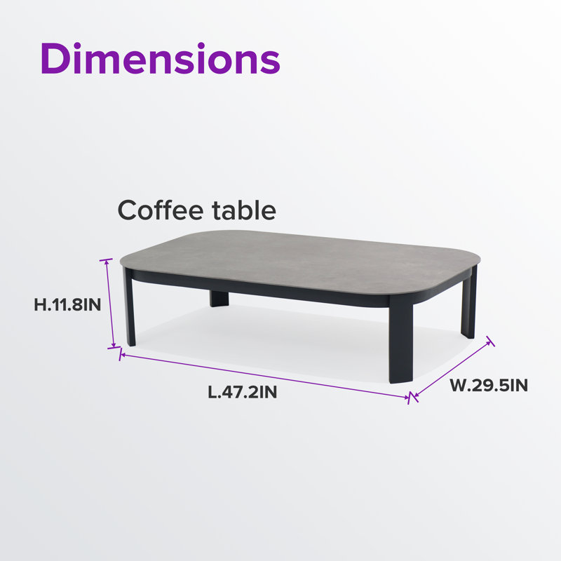 47.2'' Aluminum Outdoor Coffee Table With Spc Tabletop
