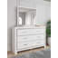 Lit à panneau tapissier, commode, miroir et table de chevet-897547821