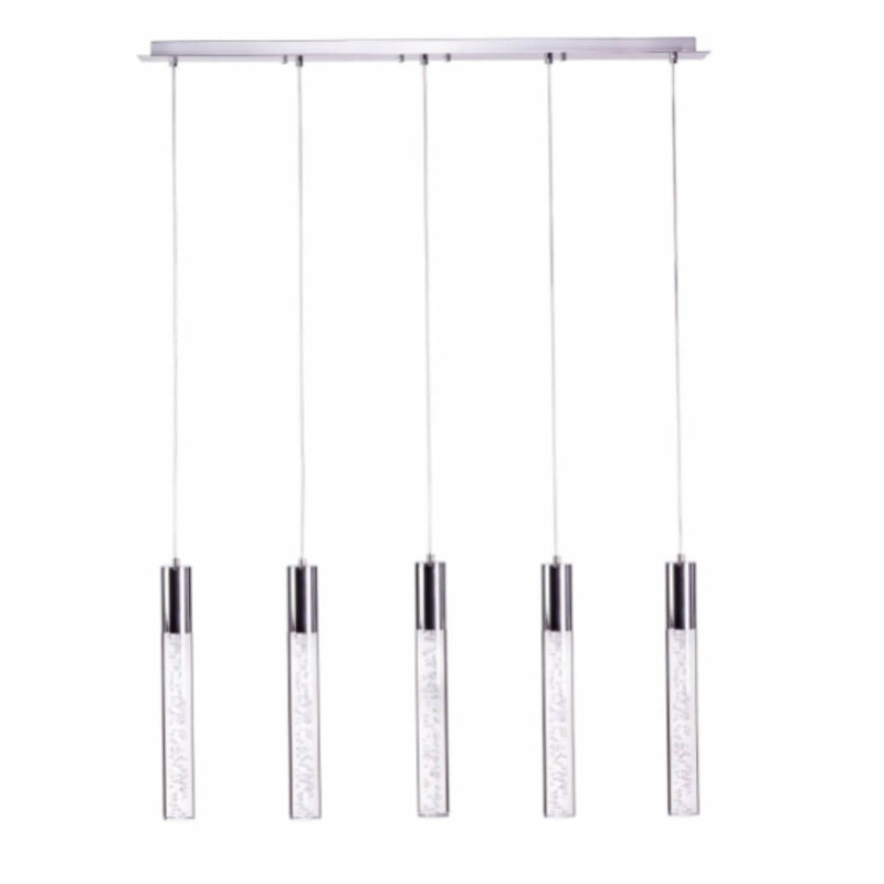 Lustre cylindrique à DEL 5 lumières pour îlot de cuisine Hollomon