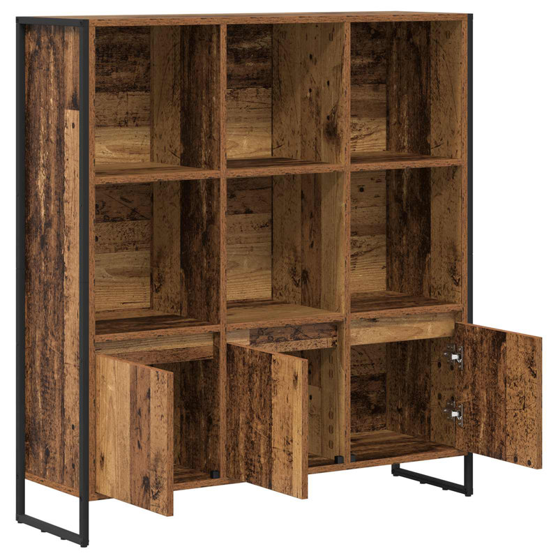 108cm H x 99.5cm W Steel Book Cabinet Bookcase, Old Wood