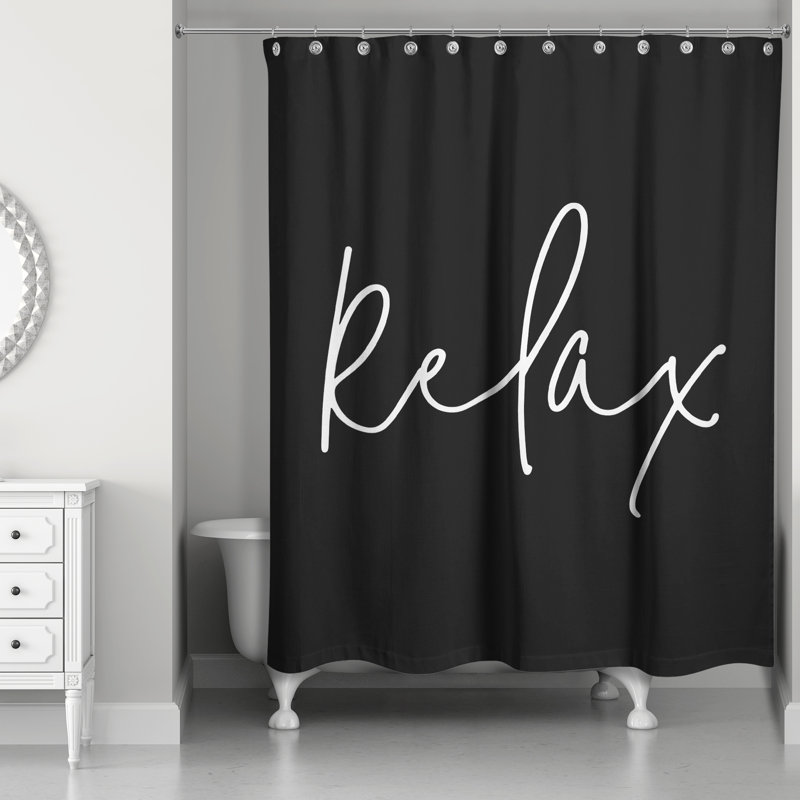 Perine Machine Washable Polyester Shower Curtain, Black