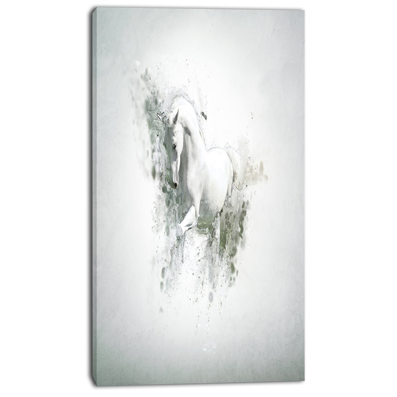 « gracieuse white cheval », impression sur toile tendue, H 32 po x l 16 po x p 1 po