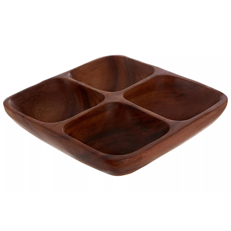 World Menagerie Wood Divided Serving Dish