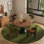 Multilayer solid board round dining table set