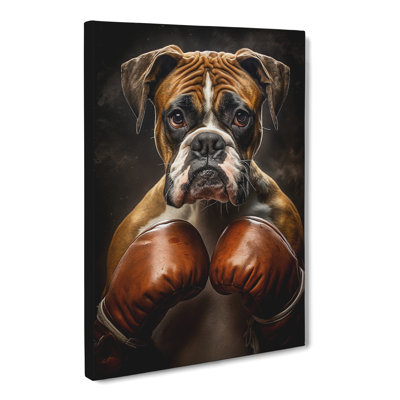 Boxer Dog Romanticism Art - Wrapped Canvas