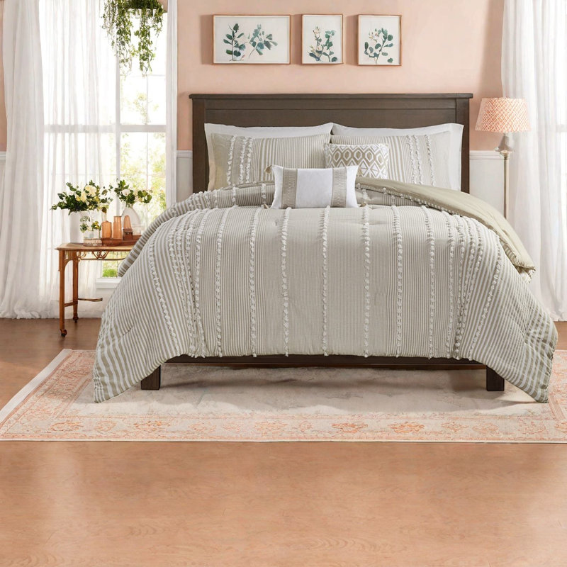 Comfortable Cotton Bedding Sets, Taupe Chenille Style, King Size