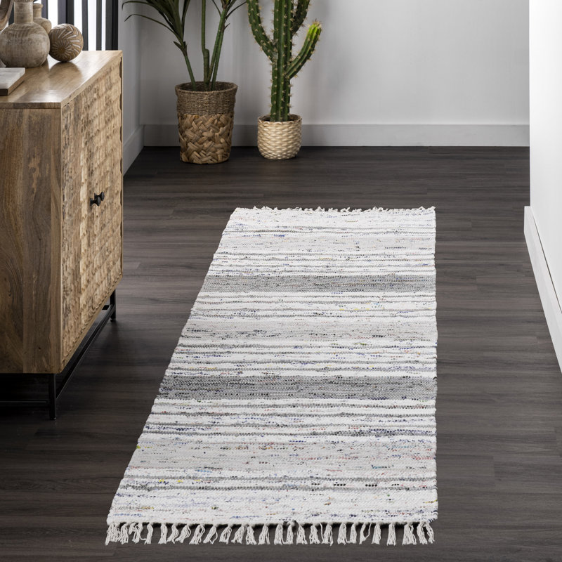 Cotton Striped Indoor Rug, Rectangle 5' x 8'