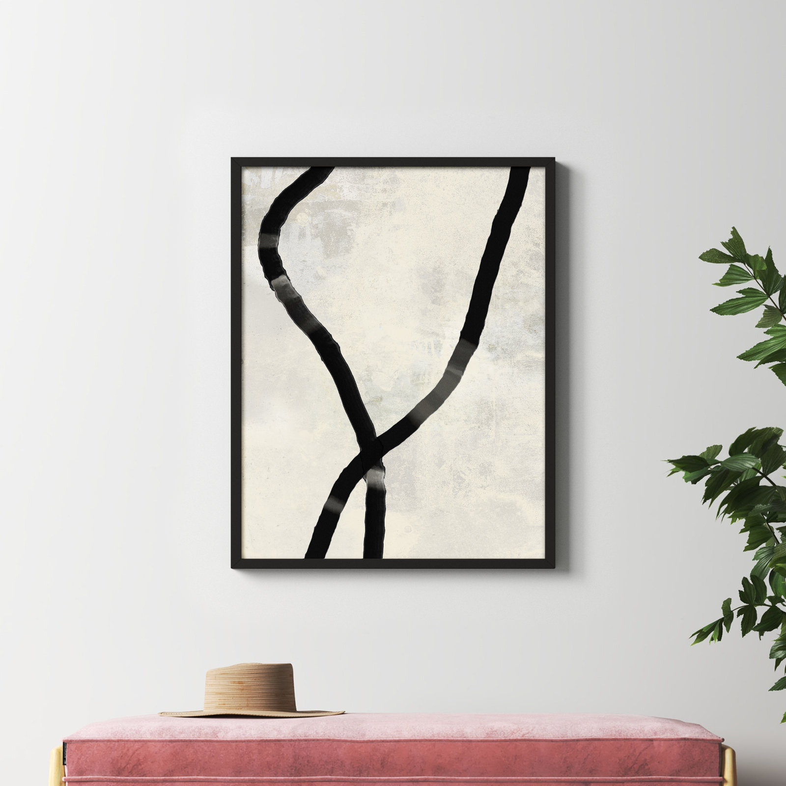 Ropes Series I "Black Rope 5" Print, Black, 38" H x 30" W x 1.25" D