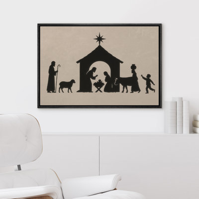 Nativity Scene Silhouette Religious Bedroom Wall Decor Bethlehem Star Canvas Art Framed Canvas Master Bedroom Wall Art Work Print