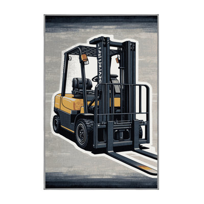 Machine Washable Transportation Gray Area Rug