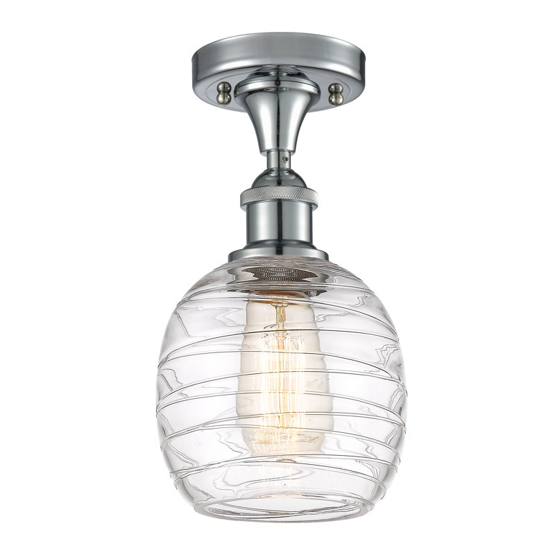 Carlucci Glass Semi Flush Mount, No Bulb Included, Polished Chrome