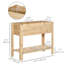 Lit de jardin surélevé en bois avec tablette de rangement, bois naturel