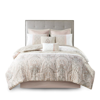 8 Pieces  Comforter  Euro Shams Decorative Pillows Machine Washable
