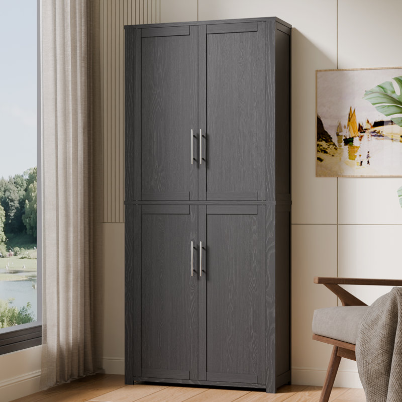 67" Tall Modern Freestanding Storage Cabinet with Adjustable Shelves, 28" W x 67" H, Black