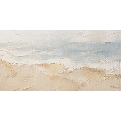 «Soft Coastal», art abstrait sur toile neutre paysage, peinture texturée minimaliste beige et bleu, décoration murale moderne sur toile tendue