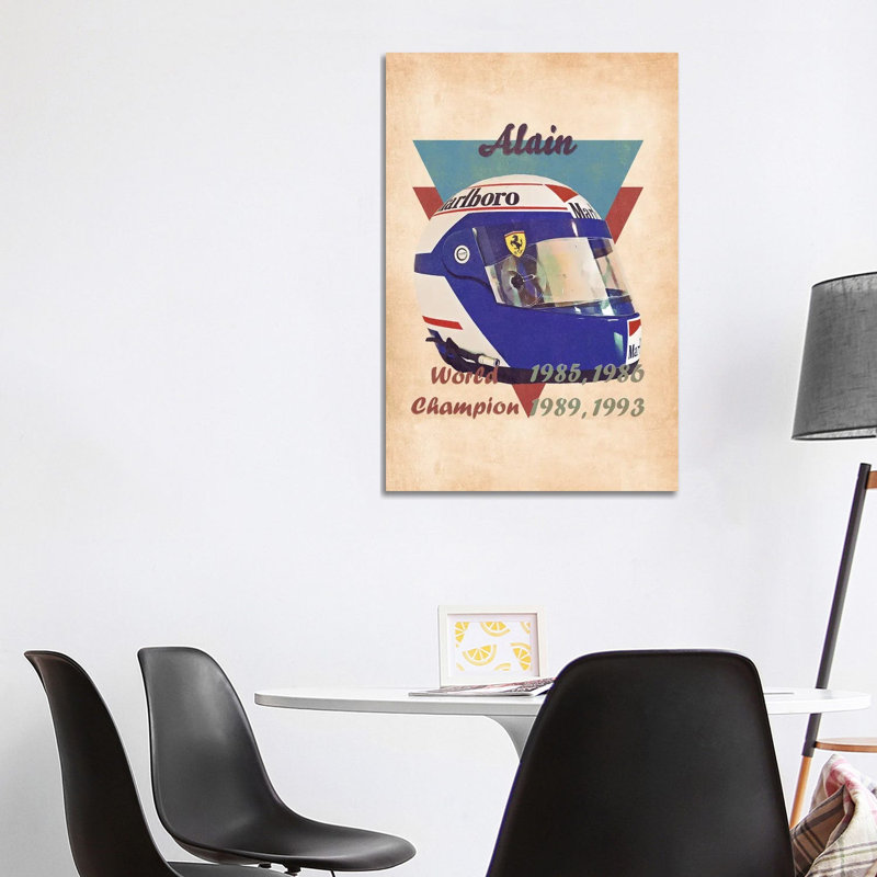 Alain Prost's Helmet Retro - Wrapped Canvas Painting, 101.6 cm H x 66.04 cm W x 3.175 cm D