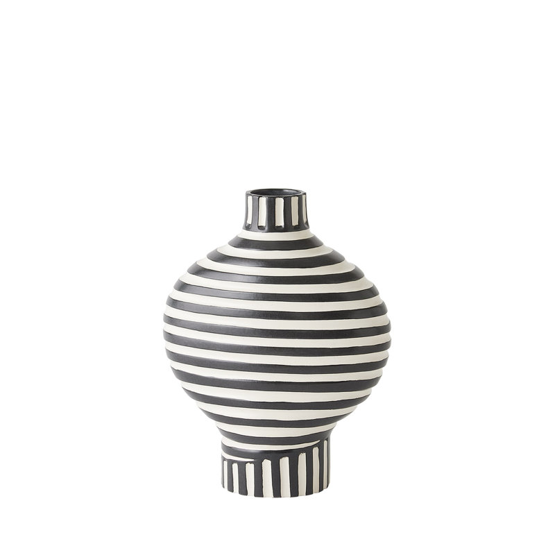 Colbert Vase-Black/White, 13" H x 8.5" W x 8.5" D