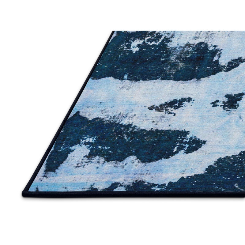 Tapis bleu en laine Power Loom, Rectangle 2 pi x 3 pi